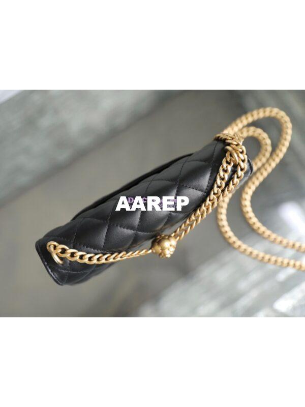 Replica Chanel 23C Camellia Crush Wallet On Chain Lambskin  AP3297 Black 3