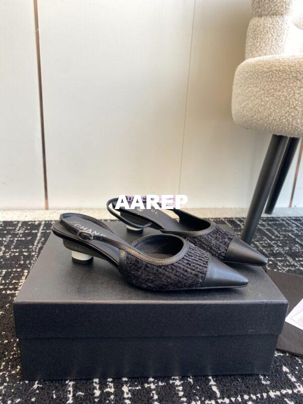 Replica Chanel 24C Coco Slingback Tweed & Patent Calfskin with Tip Toe G45376 20