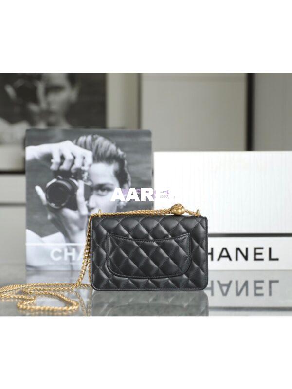 Replica Chanel 23C Camellia Crush Wallet On Chain Lambskin  AP3297 Black 9