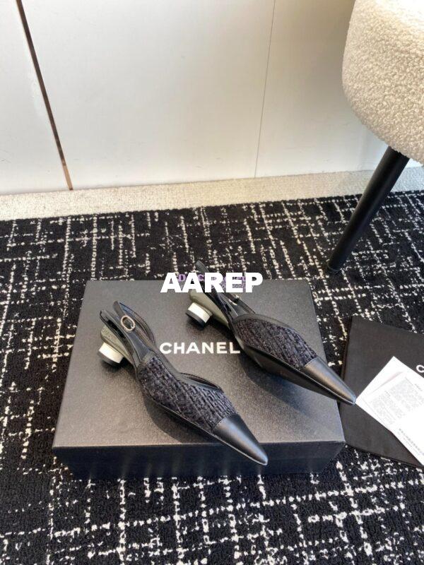 Replica Chanel 24C Coco Slingback Tweed & Patent Calfskin with Tip Toe G45376 21