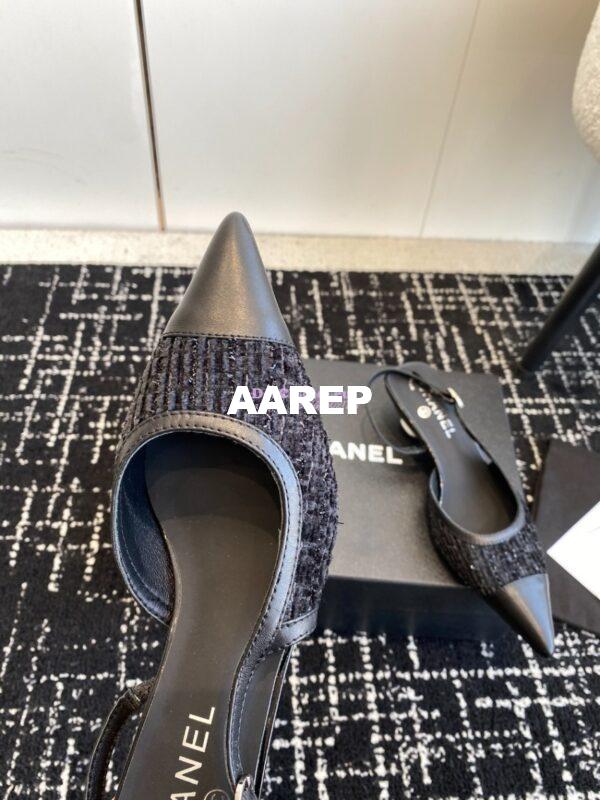 Replica Chanel 24C Coco Slingback Tweed & Patent Calfskin with Tip Toe G45376 24