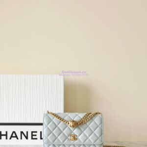 Replica Chanel 23C Camellia Crush Wallet On Chain Lambskin  AP3297 Cloud Blue