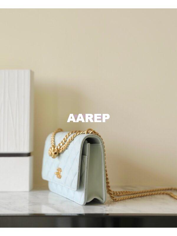 Replica Chanel 23C Camellia Crush Wallet On Chain Lambskin  AP3297 Cloud Blue 5