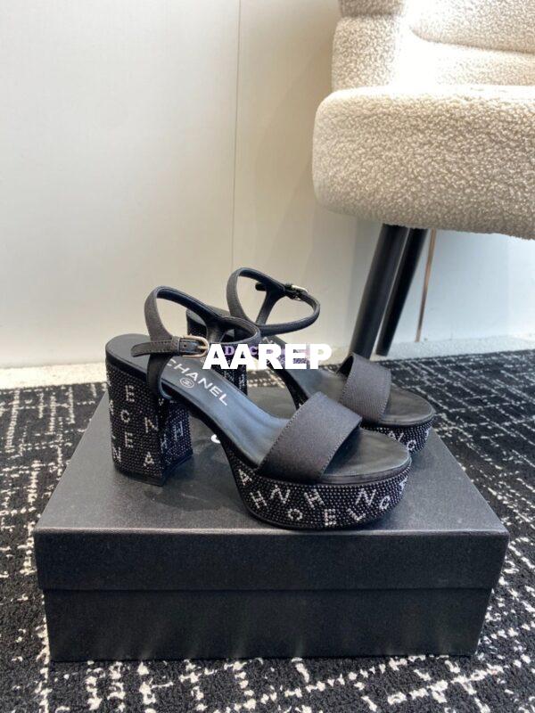 Replica Chanel Grosgrain & Diamanté Sandals 90 mm G45365 6
