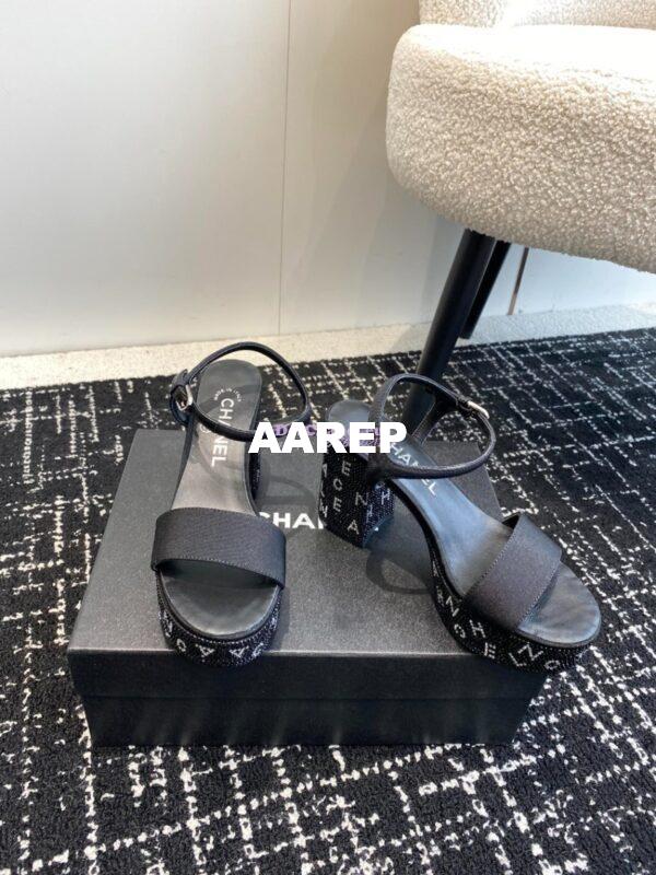 Replica Chanel Grosgrain & Diamanté Sandals 90 mm G45365 11