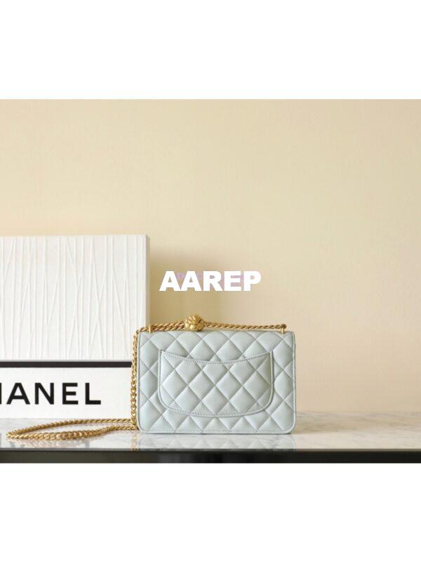Replica Chanel 23C Camellia Crush Wallet On Chain Lambskin  AP3297 Cloud Blue 15