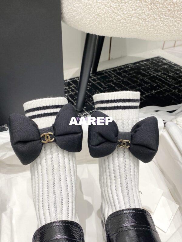 Replica Chanel 24C Shiny Aged Calfskin Moccasins with Socks and Ribbon G45410 9