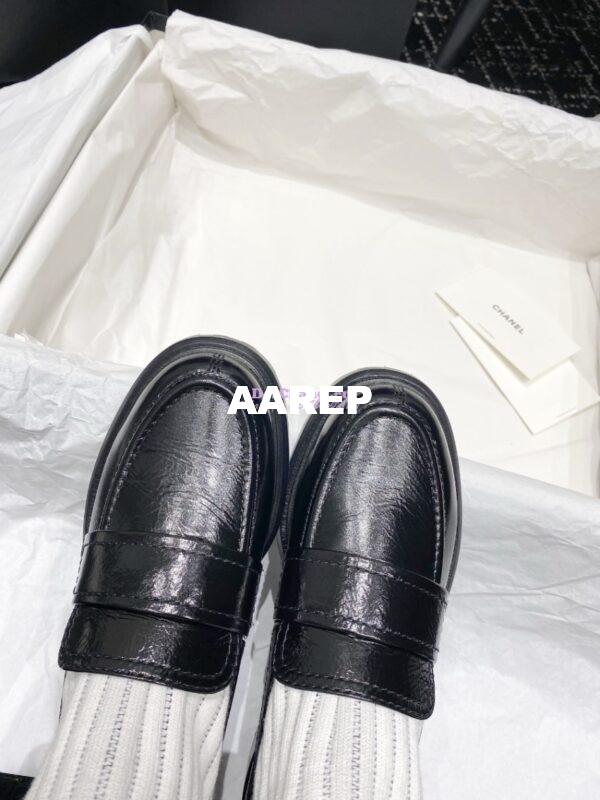 Replica Chanel 24C Shiny Aged Calfskin Moccasins with Socks and Ribbon G45410 10