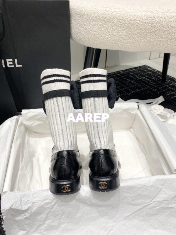 Replica Chanel 24C Shiny Aged Calfskin Moccasins with Socks and Ribbon G45410 11