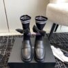 Replica Chanel 24C Shiny Aged Calfskin Moccasins with Socks and Ribbon G45410