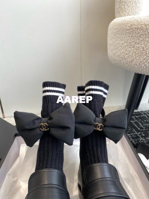 Replica Chanel 24C Calfskin Moccasins with Socks and Ribbon G45410 5