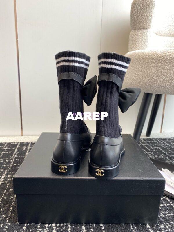 Replica Chanel 24C Calfskin Moccasins with Socks and Ribbon G45410 10