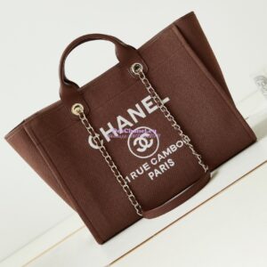 Replica Chanel Large Tote 2 in 1 Mixed Fibres, Calfskin Deauville Bag A66941 Brown