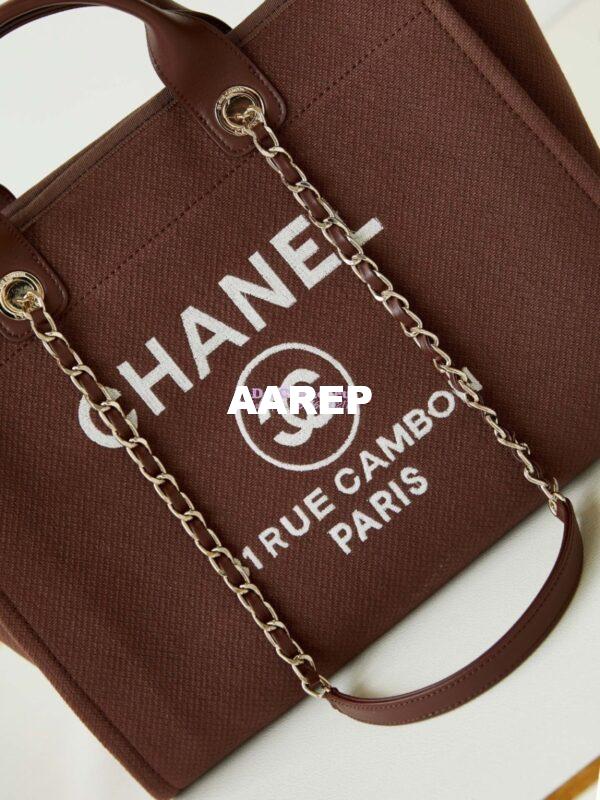 Replica Chanel Large Tote 2 in 1 Mixed Fibres, Calfskin Deauville Bag A66941 Brown 2