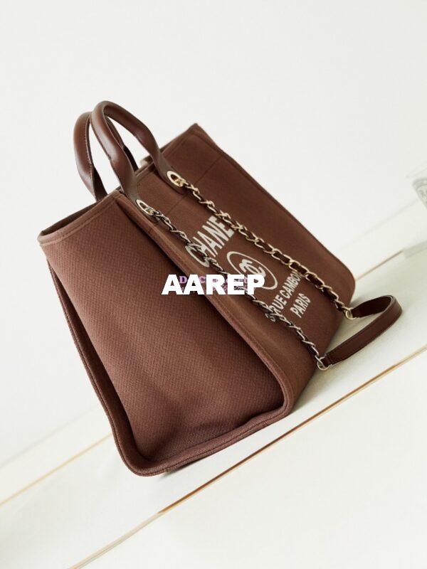 Replica Chanel Large Tote 2 in 1 Mixed Fibres, Calfskin Deauville Bag A66941 Brown 3