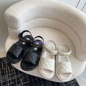 Replica Chanel 24C Quilted Lambskin Mules with Logo G38820 White