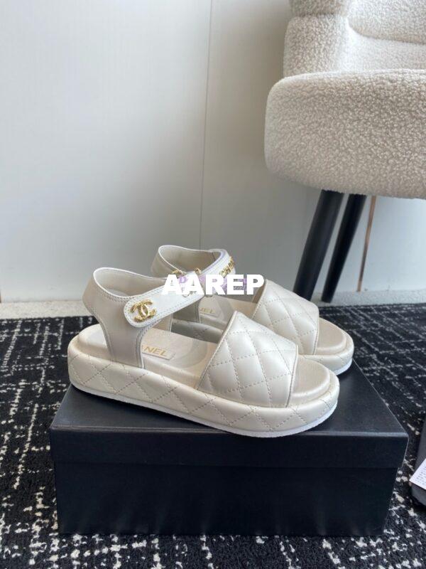 Replica Chanel 24C Quilted Lambskin Mules with Logo G38820 White 2