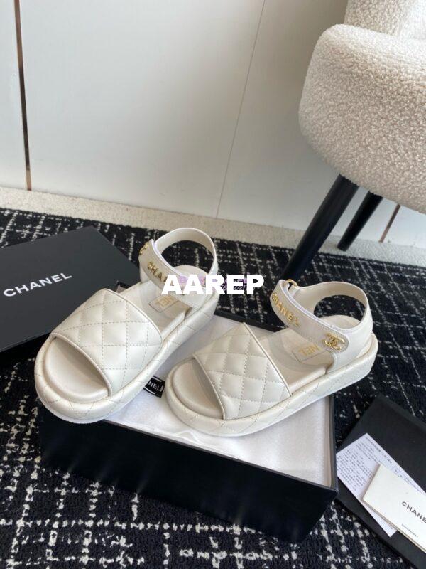 Replica Chanel 24C Quilted Lambskin Mules with Logo G38820 White 5