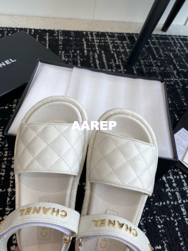 Replica Chanel 24C Quilted Lambskin Mules with Logo G38820 White 6