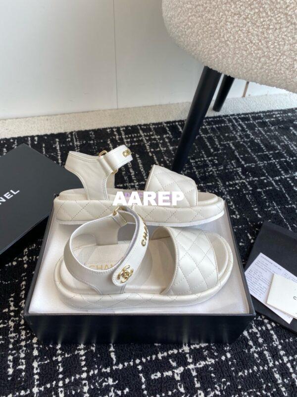 Replica Chanel 24C Quilted Lambskin Mules with Logo G38820 White 7