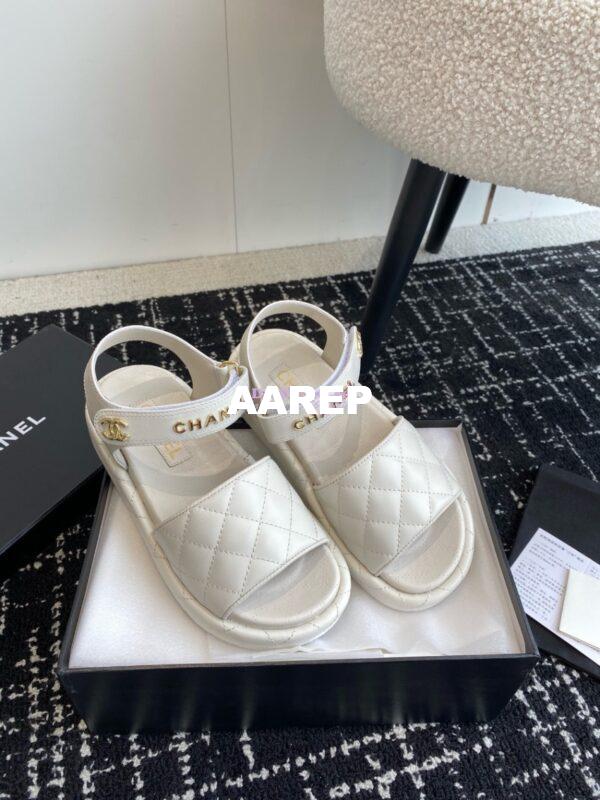 Replica Chanel 24C Quilted Lambskin Mules with Logo G38820 White 8