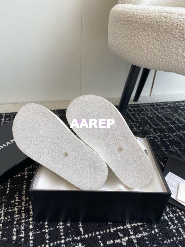Replica Chanel 24C Quilted Lambskin Mules with Logo G38820 White 9