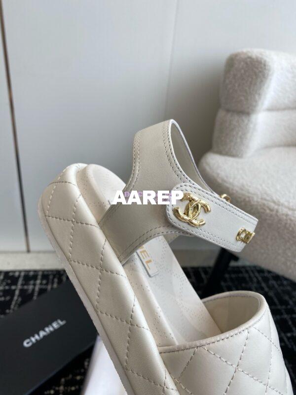 Replica Chanel 24C Quilted Lambskin Mules with Logo G38820 White 10