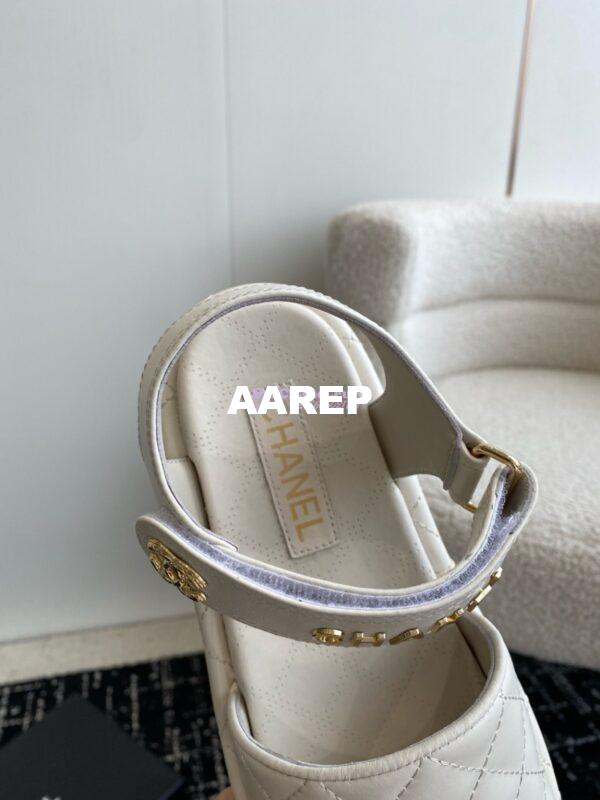 Replica Chanel 24C Quilted Lambskin Mules with Logo G38820 White 11