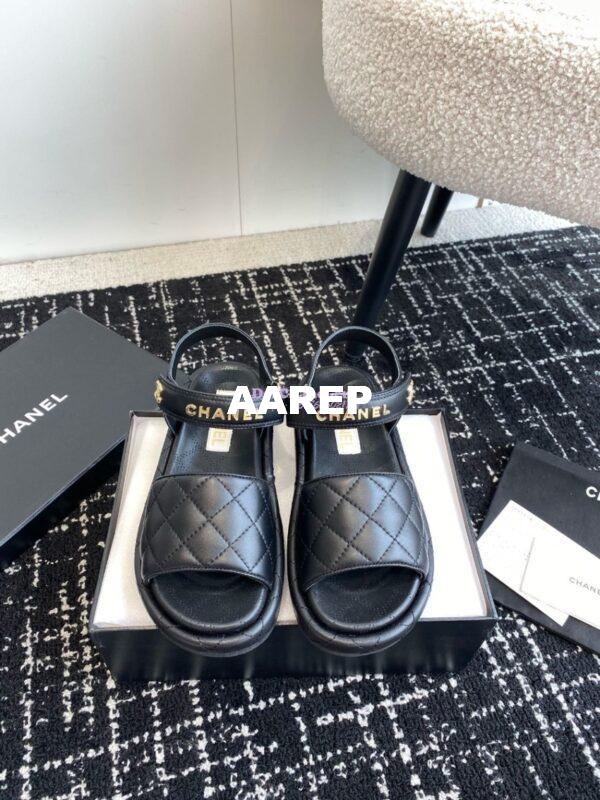 Replica Chanel 24C Quilted Lambskin Mules with Logo G38820 Black