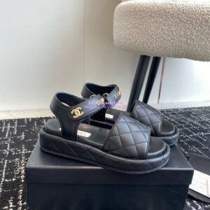 Replica Chanel 24C Quilted Lambskin Mules with Logo G38820 Black 2