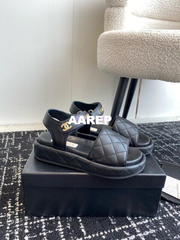 Replica Chanel 24C Quilted Lambskin Mules with Logo G38820 Black 2