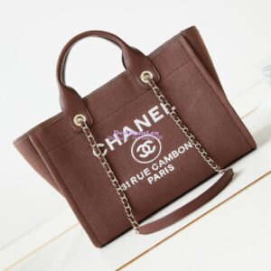 Replica Chanel Small Tote 2 in 1 Mixed Fibres, Calfskin Deauville Bag AS3257 Brown
