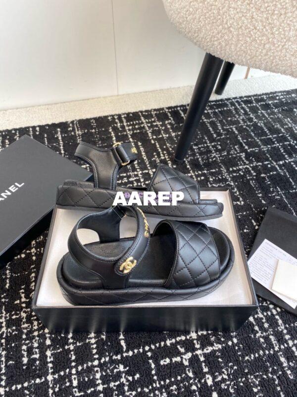 Replica Chanel 24C Quilted Lambskin Mules with Logo G38820 Black 3