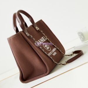 Replica Chanel Small Tote 2 in 1 Mixed Fibres, Calfskin Deauville Bag AS3257 Brown 2