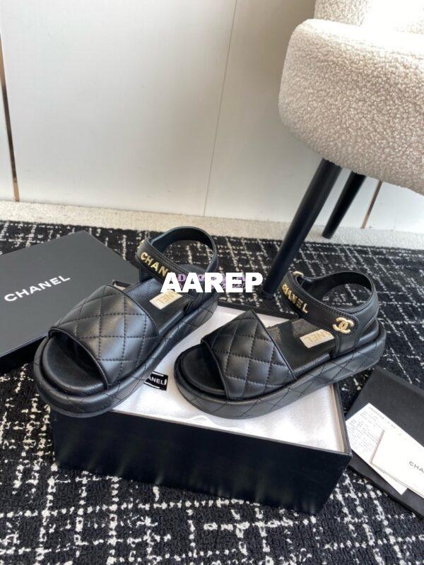 Replica Chanel 24C Quilted Lambskin Mules with Logo G38820 Black 5