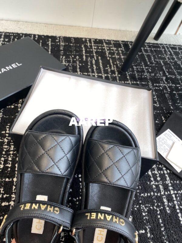 Replica Chanel 24C Quilted Lambskin Mules with Logo G38820 Black 6