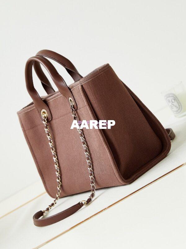 Replica Chanel Small Tote 2 in 1 Mixed Fibres, Calfskin Deauville Bag AS3257 Brown 7