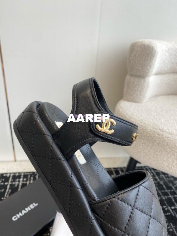 Replica Chanel 24C Quilted Lambskin Mules with Logo G38820 Black 8