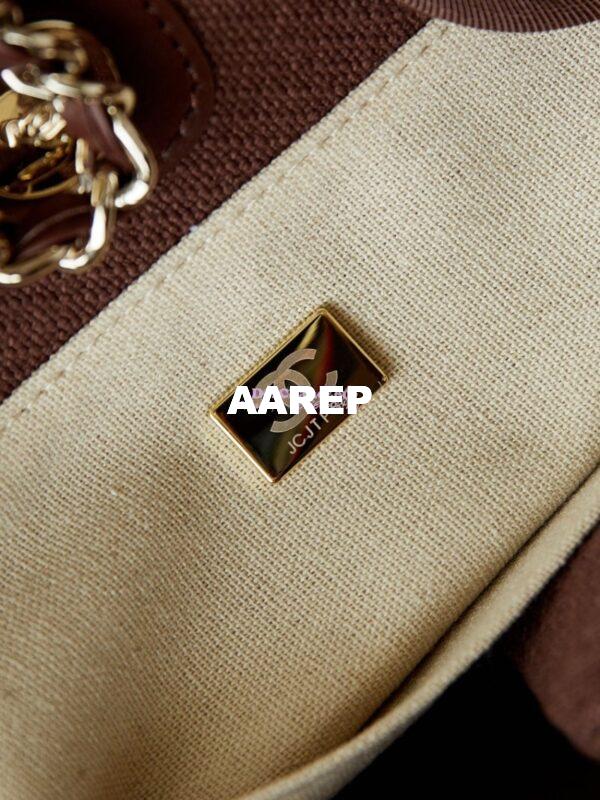 Replica Chanel Small Tote 2 in 1 Mixed Fibres, Calfskin Deauville Bag AS3257 Brown 8