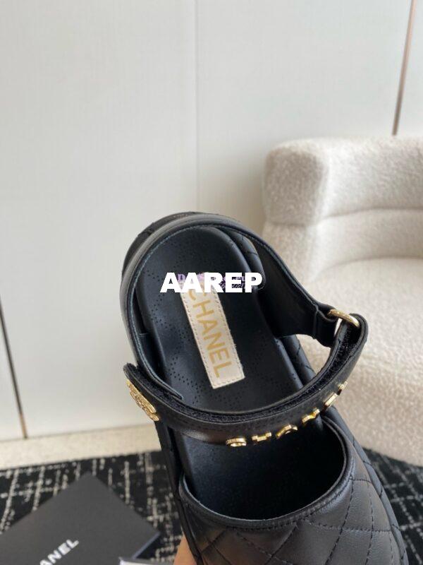 Replica Chanel 24C Quilted Lambskin Mules with Logo G38820 Black 9