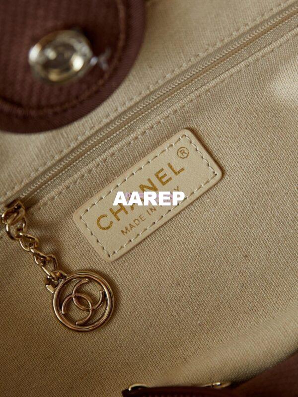 Replica Chanel Small Tote 2 in 1 Mixed Fibres, Calfskin Deauville Bag AS3257 Brown 10