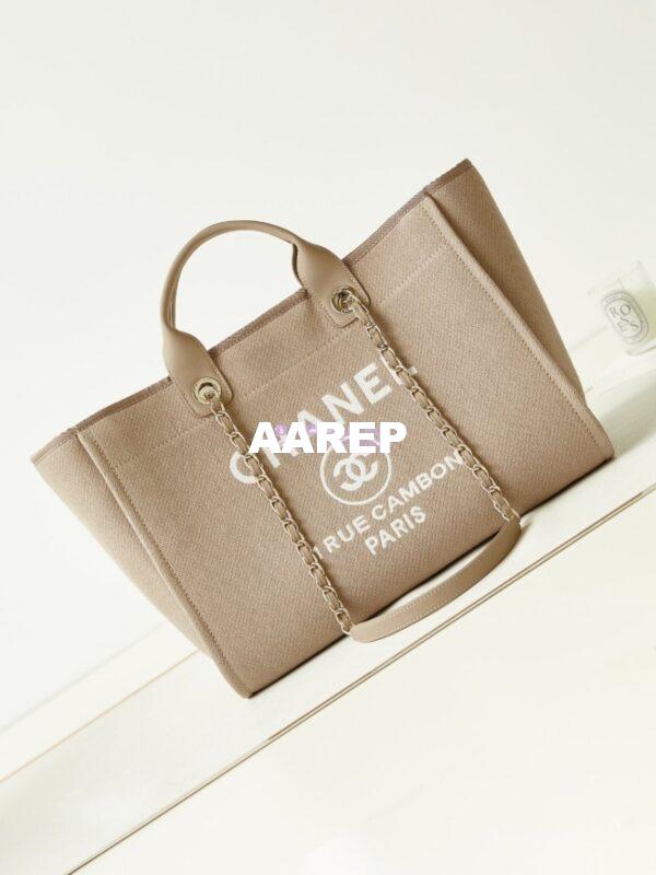 Replica Chanel Large Tote 2 in 1 Mixed Fibres, Calfskin Deauville Bag A66941 Beige