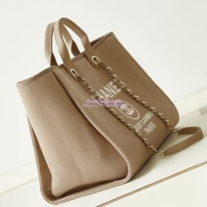 Replica Chanel Large Tote 2 in 1 Mixed Fibres, Calfskin Deauville Bag A66941 Beige 2
