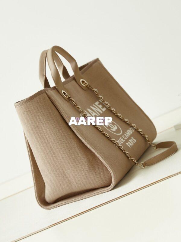 Replica Chanel Large Tote 2 in 1 Mixed Fibres, Calfskin Deauville Bag A66941 Beige 2