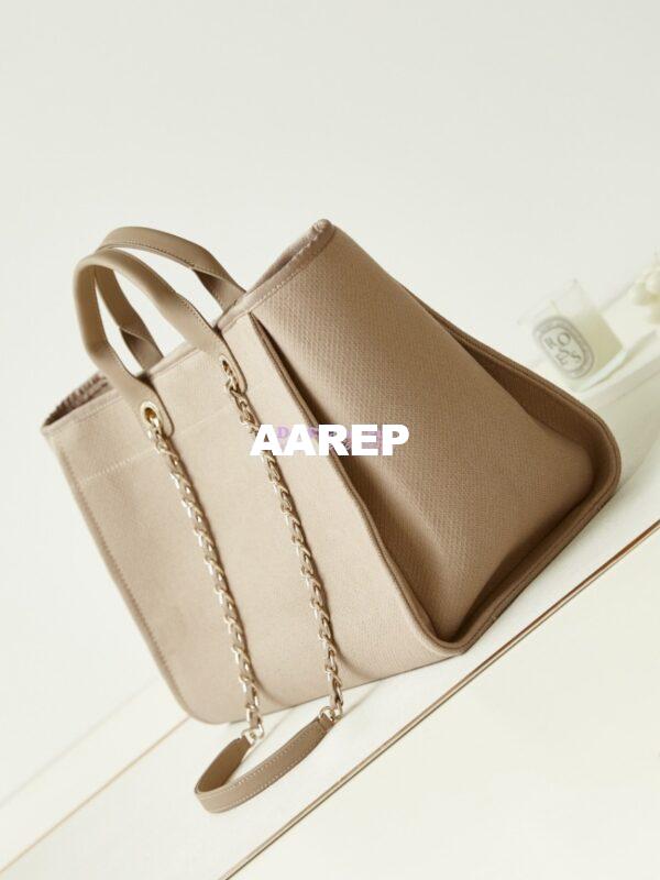 Replica Chanel Large Tote 2 in 1 Mixed Fibres, Calfskin Deauville Bag A66941 Beige 5