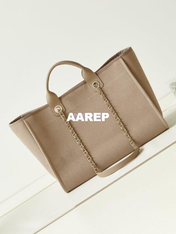 Replica Chanel Large Tote 2 in 1 Mixed Fibres, Calfskin Deauville Bag A66941 Beige 8