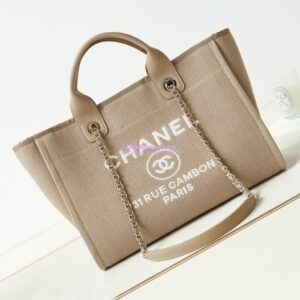 Replica Chanel Small Tote 2 in 1 Mixed Fibres, Calfskin Deauville Bag AS3257 Beige