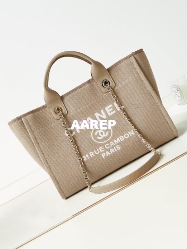 Replica Chanel Small Tote 2 in 1 Mixed Fibres, Calfskin Deauville Bag AS3257 Beige