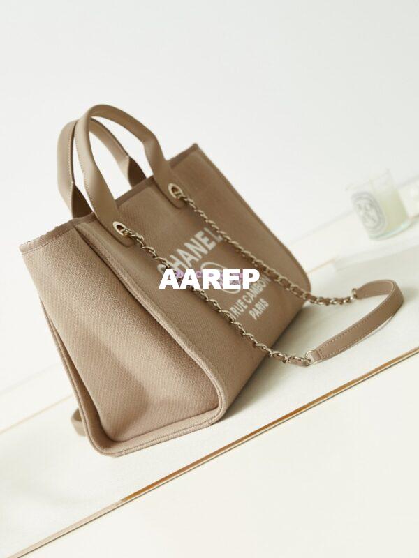 Replica Chanel Small Tote 2 in 1 Mixed Fibres, Calfskin Deauville Bag AS3257 Beige 2