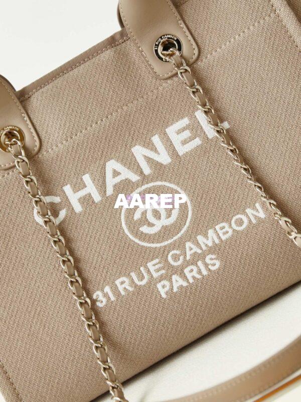 Replica Chanel Small Tote 2 in 1 Mixed Fibres, Calfskin Deauville Bag AS3257 Beige 3